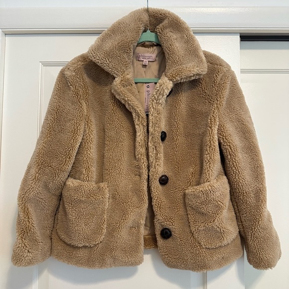 Philosophy Jackets & Blazers - Philosophy teddy camel tan brown coat jacket sz petite Small